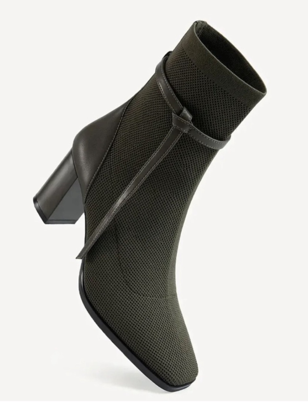 Cosy Island AmberGlow square toe ankle boots black heel 8.5 sock booties knit